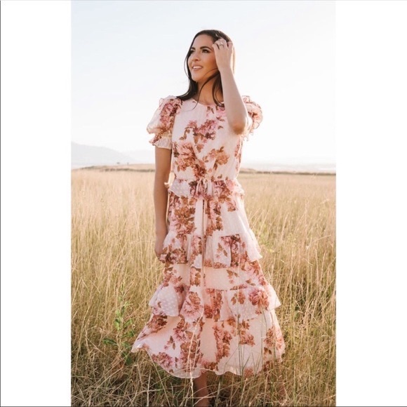Rachel Parcell Ruffle Floral Tiered Midi Dress - Picture 2 of 5